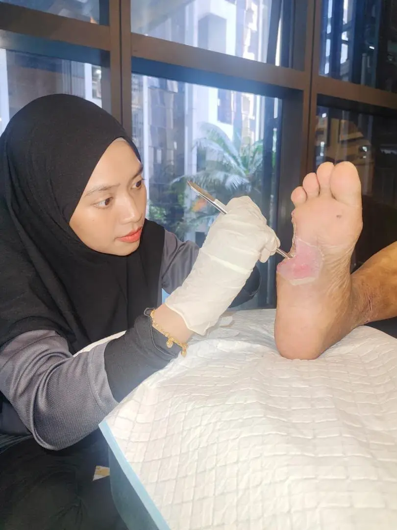 Home care visit with senior patient